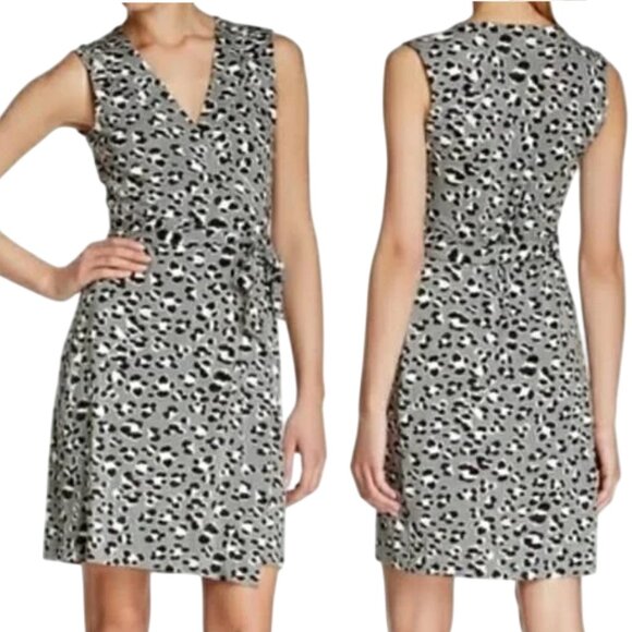 DIANE VON FURSTENBERG Wrap Dress, 8, New Yatzi Short, Spotted Floral Cat, Grey - Picture 16 of 16